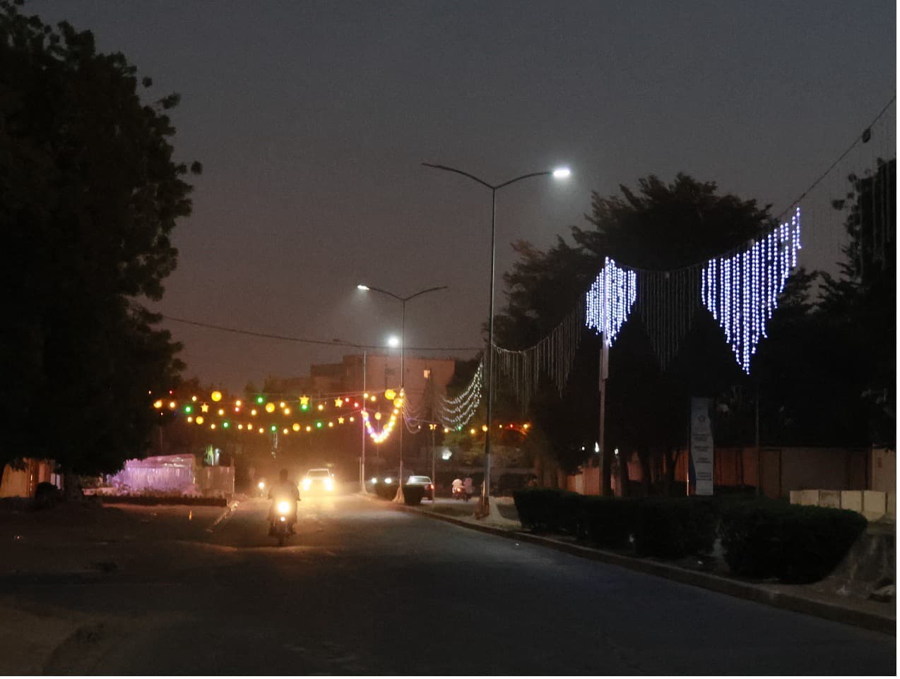 A street in N’Djamena during the New Year holiday, as evening falls.