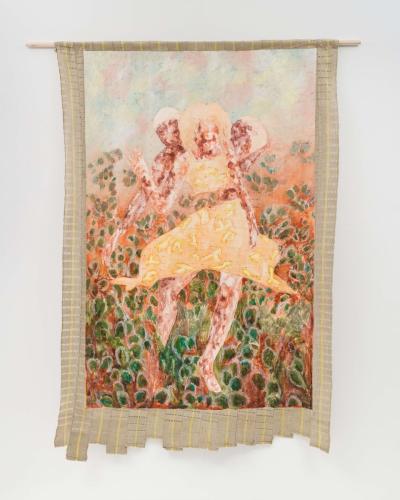 Swing, 2022, Oil on Sanyan. Painting size 190cm x 124cm, Total size 212cm x 148cm